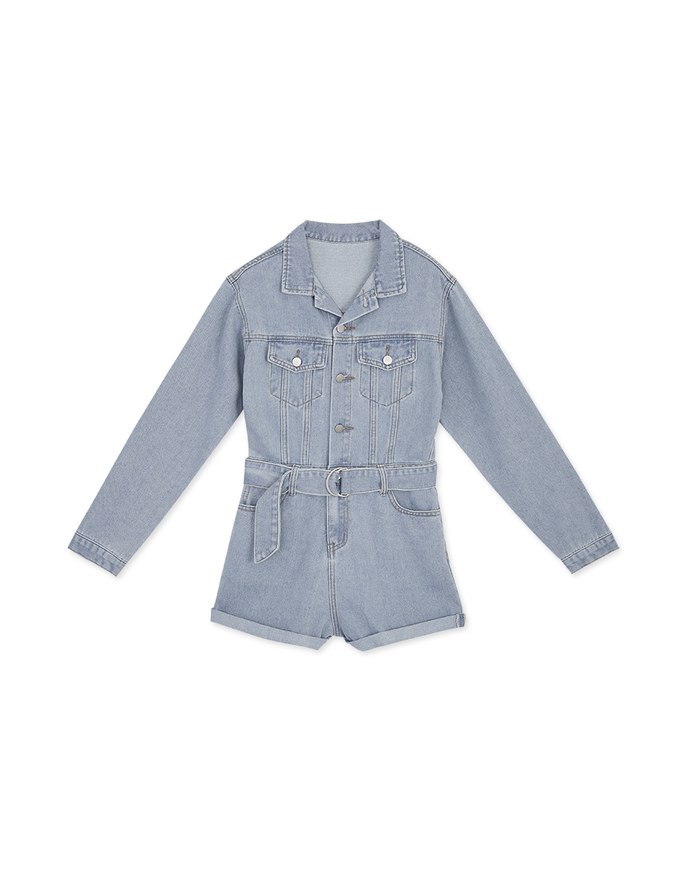 Industrial Style Denim Belted Playsuit