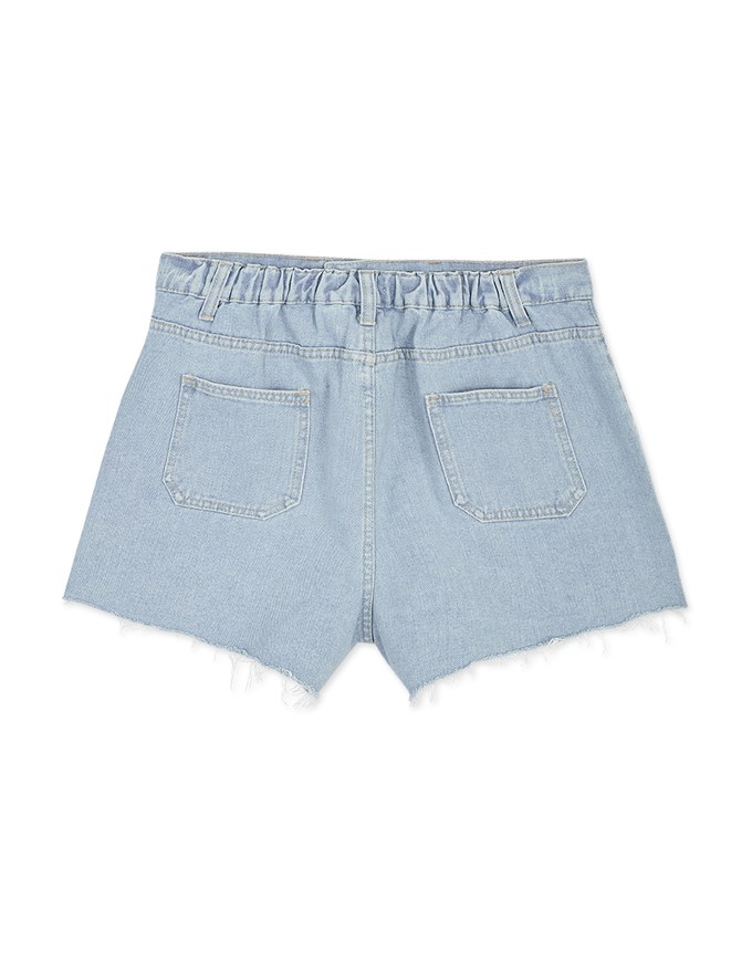 Button-Up Arcuates Denim Shorts