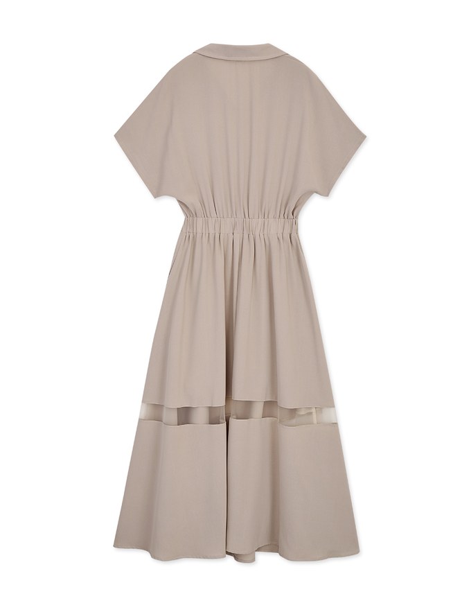 Asymmetrical Sheer-Panel Knot-Tie Maxi Dress