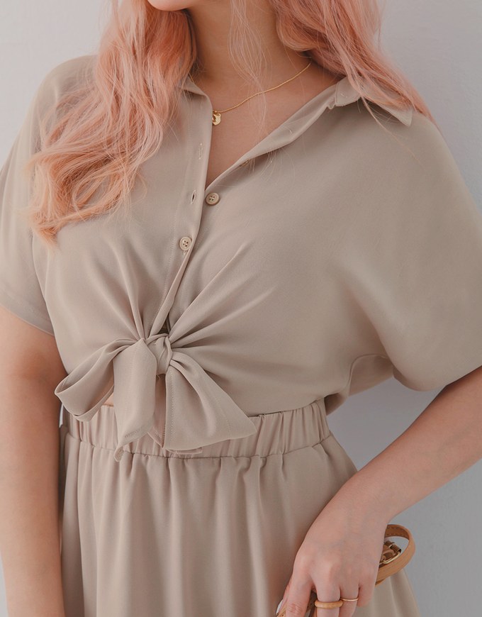 Asymmetrical Sheer-Panel Knot-Tie Maxi Dress