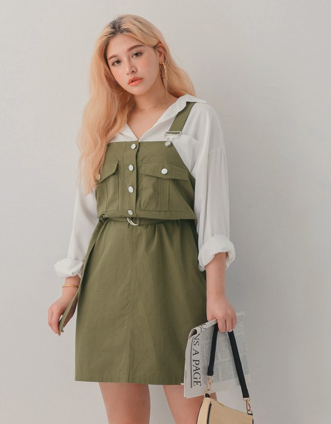 Witty Pinafore Dress (With Belt)