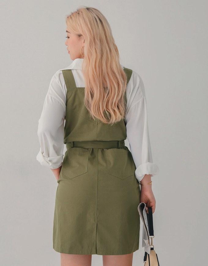Witty Pinafore Dress (With Belt)