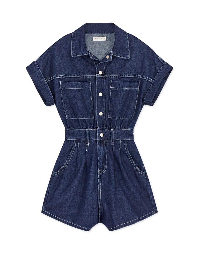 Cargo-Inspired Denim Playsuit