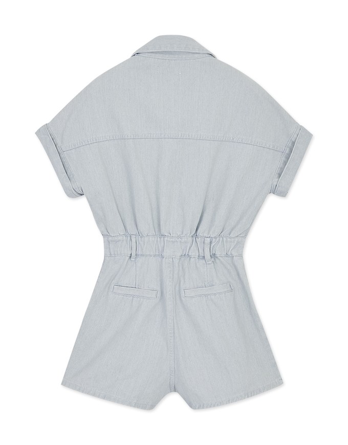 Cargo-Inspired Denim Playsuit