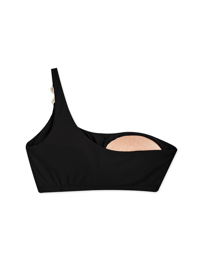 Metal Rings One-Shoulder Bikini Top