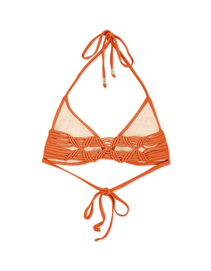 Braided Back Single Tie Strap Bikini Top (Thick Padded)