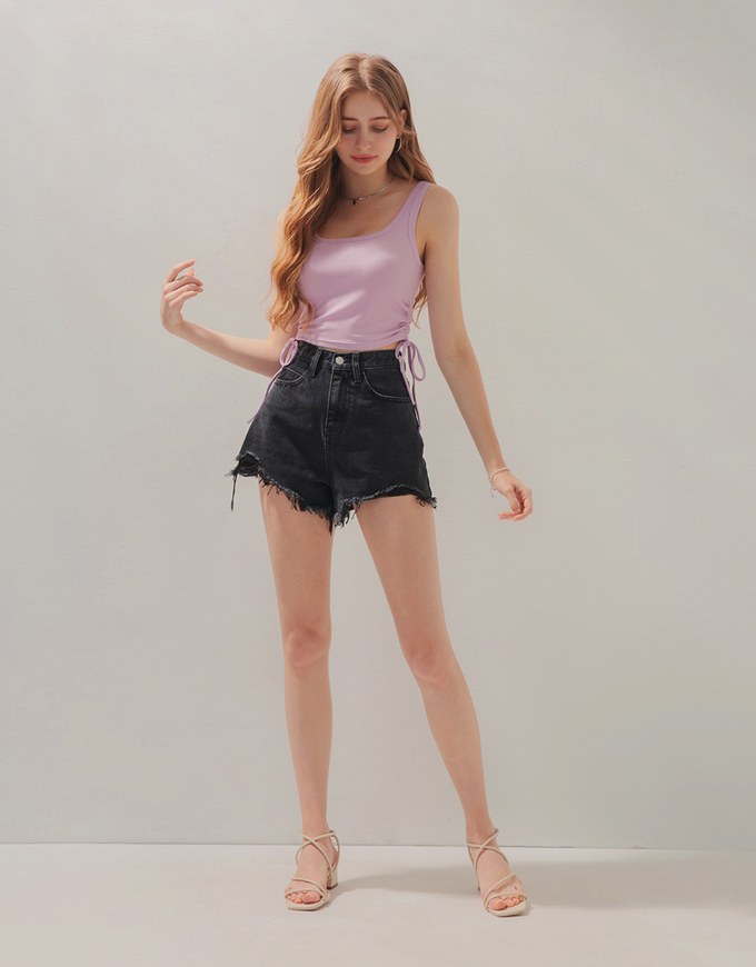 Drawstring-Side Crop Tank Top