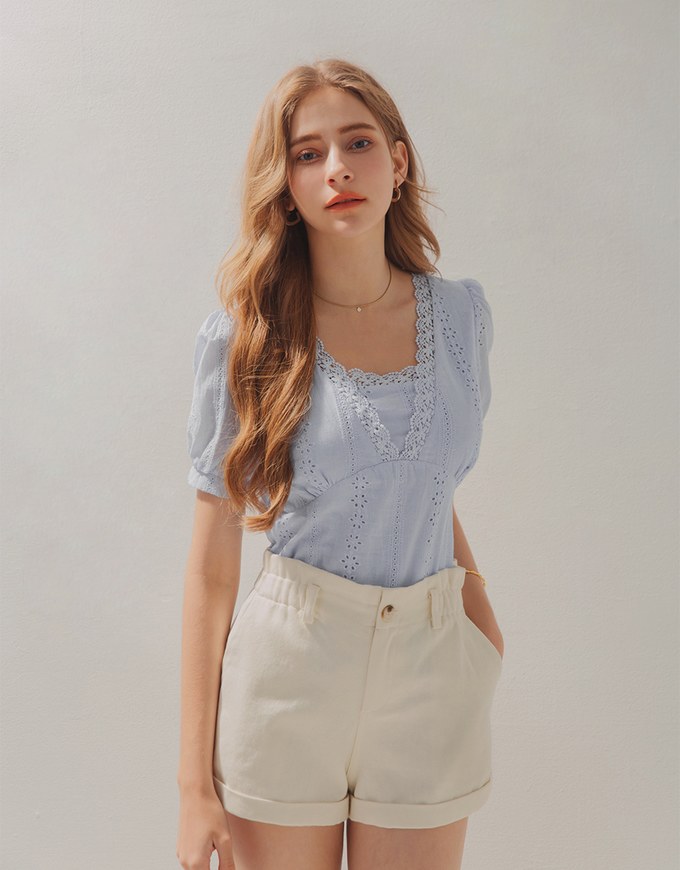 Broderie Anglaise Lace Trim Top
