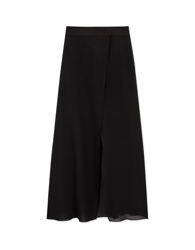 Chiffon-Overlay Maxi Skirt