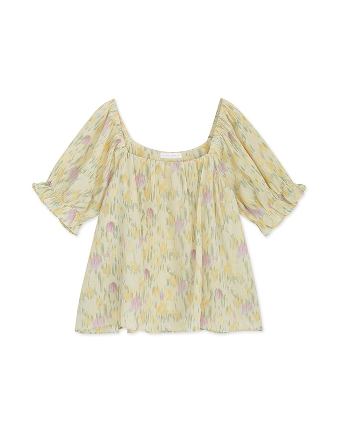 Tie-Dye Puff Sleeve Peplum Top