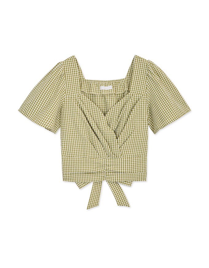 Gingham Tie-Back Crop Top