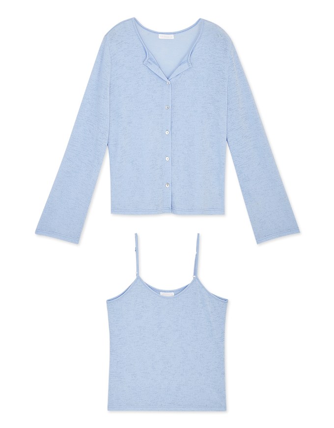 Sheer Fine Knitted Cami Top & Cardigan Set Wear