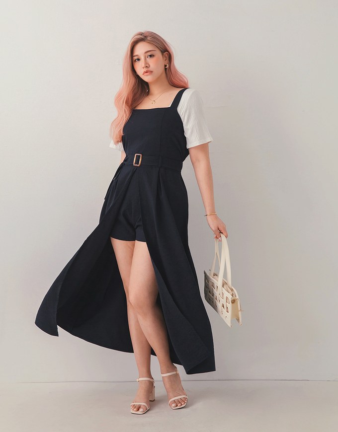 Maxi Skirt Overlay Playsuit (With Belt)