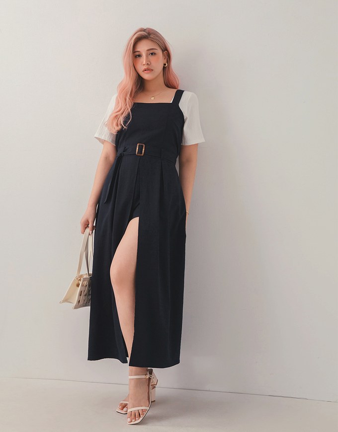Maxi Skirt Overlay Playsuit (With Belt)