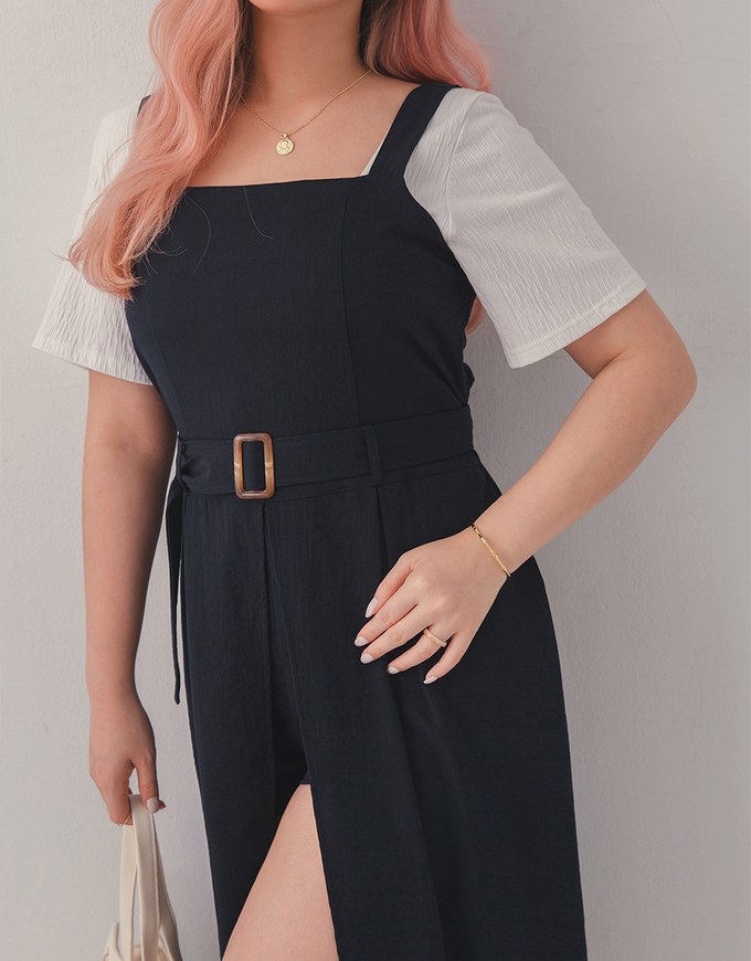 Maxi Skirt Overlay Playsuit (With Belt)