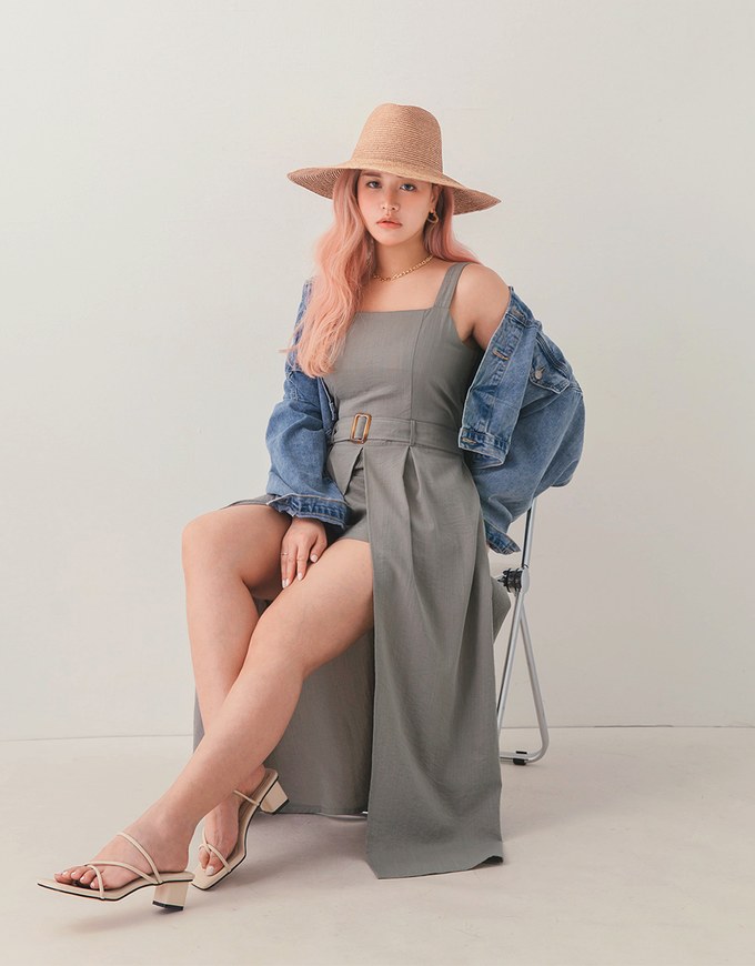 Maxi Skirt Overlay Playsuit (With Belt)