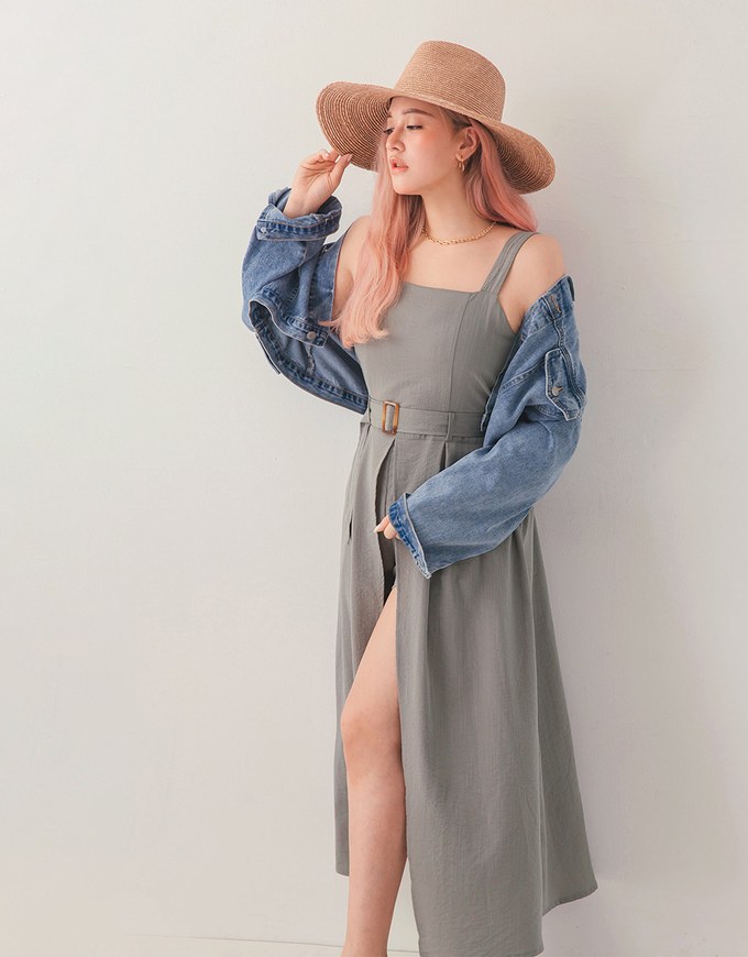 Maxi Skirt Overlay Playsuit (With Belt)