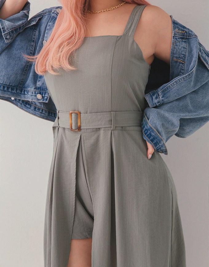 Maxi Skirt Overlay Playsuit (With Belt)