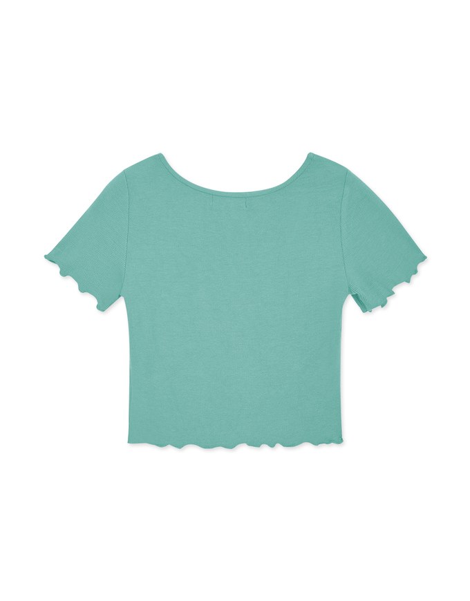 Scrunch Lettuce-Edge Hem Crop Top