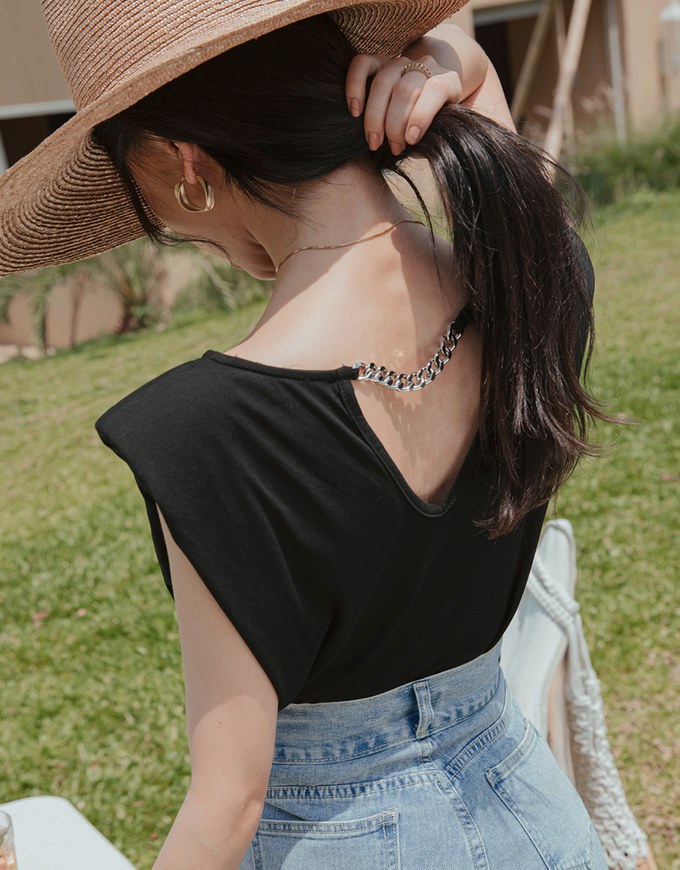 Hype Metallic Chain Tank Top (With Shoulder Pads)