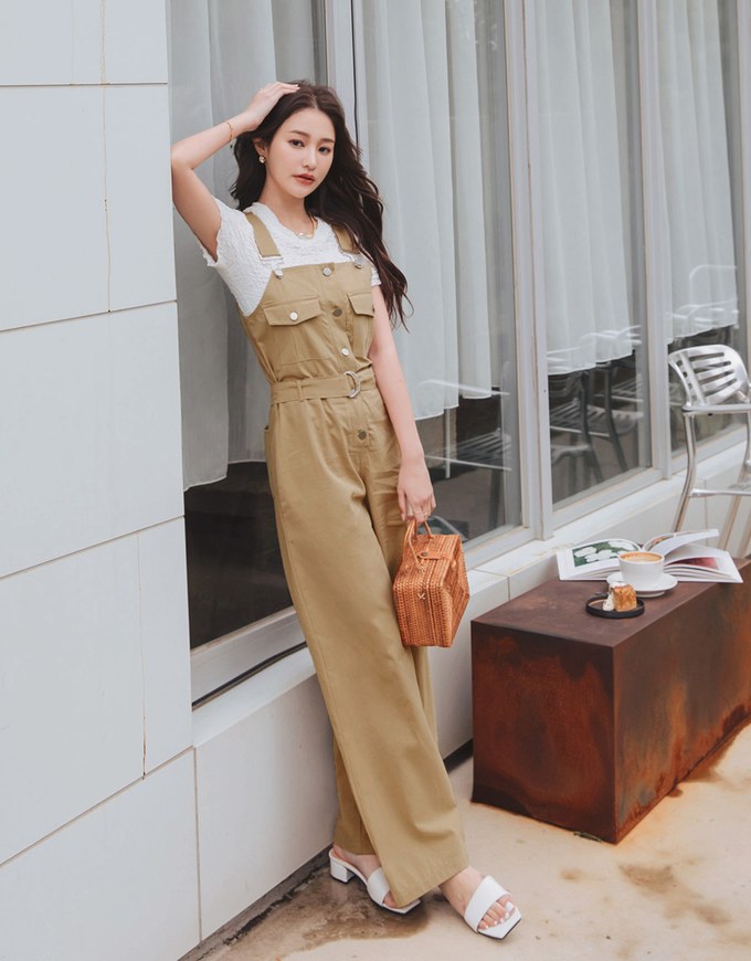 Button-Front Suspender Pants (With Belt)