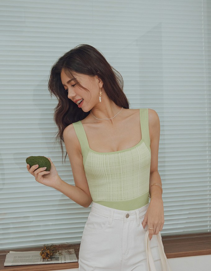 Finest Knitted Plaid Tank Top
