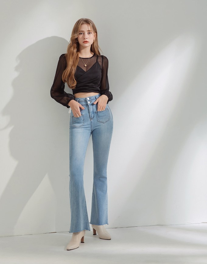 Fake Two-Piece Sheer Crop Top
