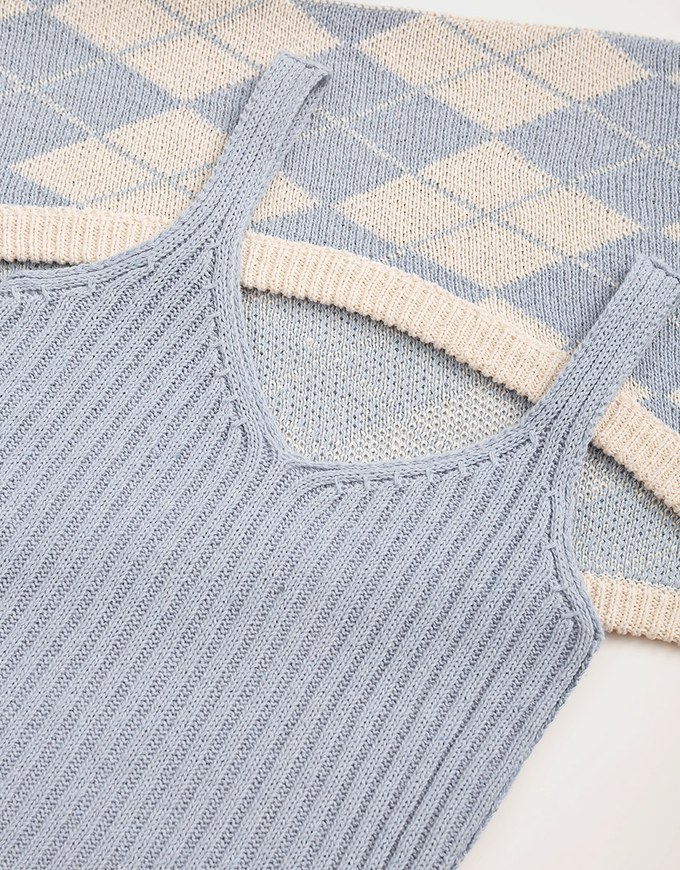 Casual Comfort Crop Knit Tank Top Set