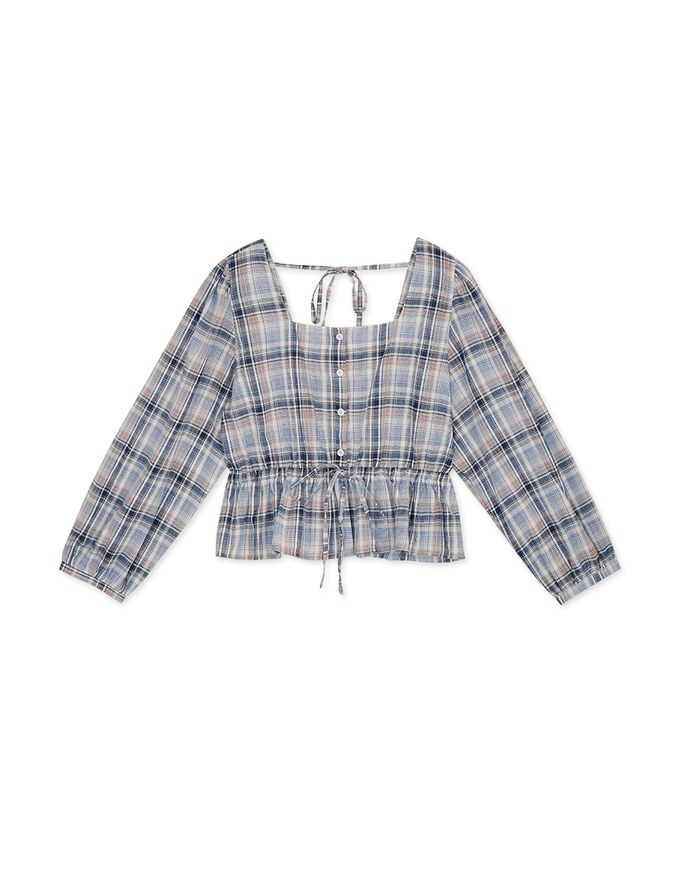 Plaid Chinched-West Top