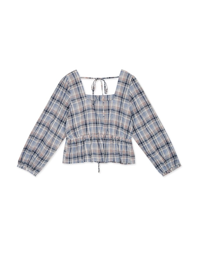 Plaid Chinched-West Top