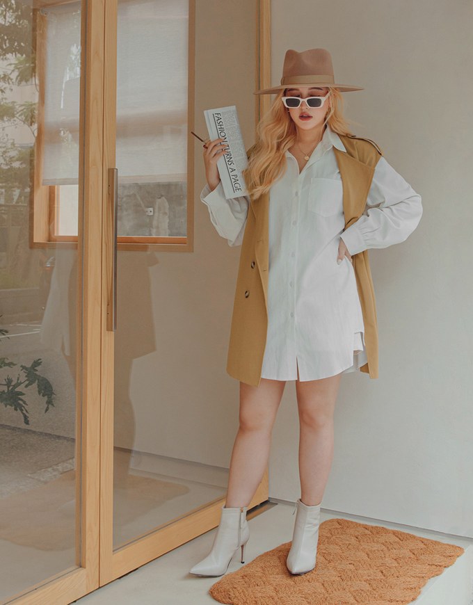 Modern Twist Sleeveless Trench Coat (With belt)