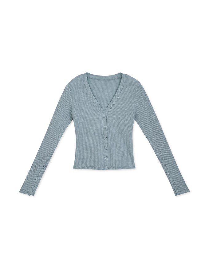 Finest Minimalistic Buttoned Ribbed Top