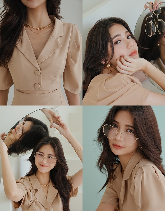 Modern Chic Hollow Puffy Suit Dress