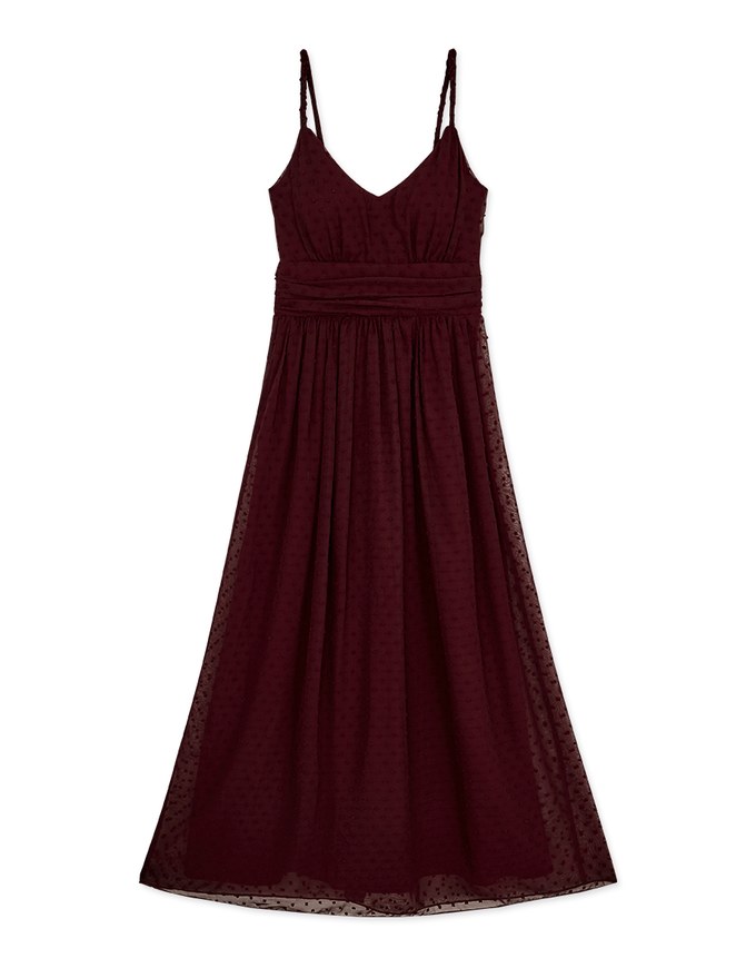 Swiss Dot Chiffon Cami Maxi Dress (With Padding)