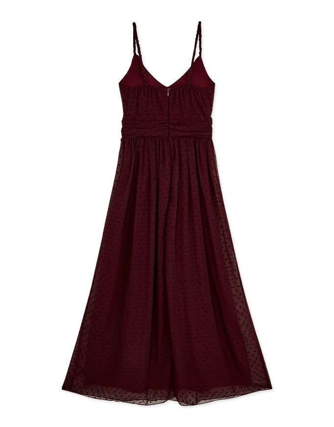 Swiss Dot Chiffon Cami Maxi Dress (With Padding)