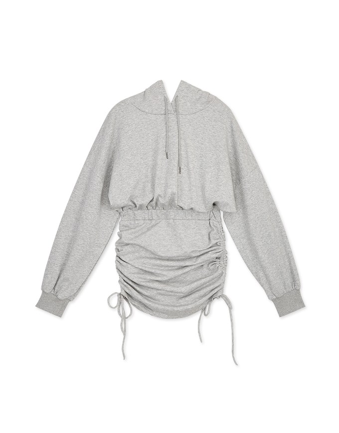 Elevated Casual Side-Drawstring Hooded Bodycon Dress