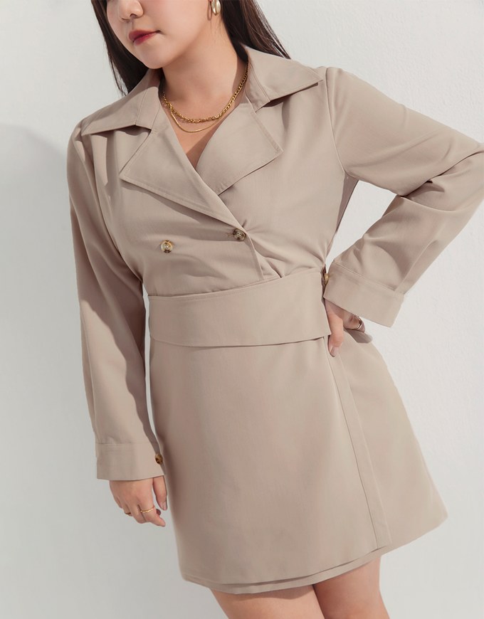 Soigné Asymmetrical Lapel Mini Suit Dress