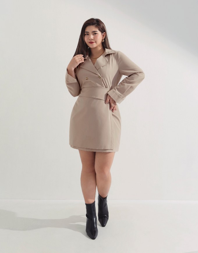 Soigné Asymmetrical Lapel Mini Suit Dress