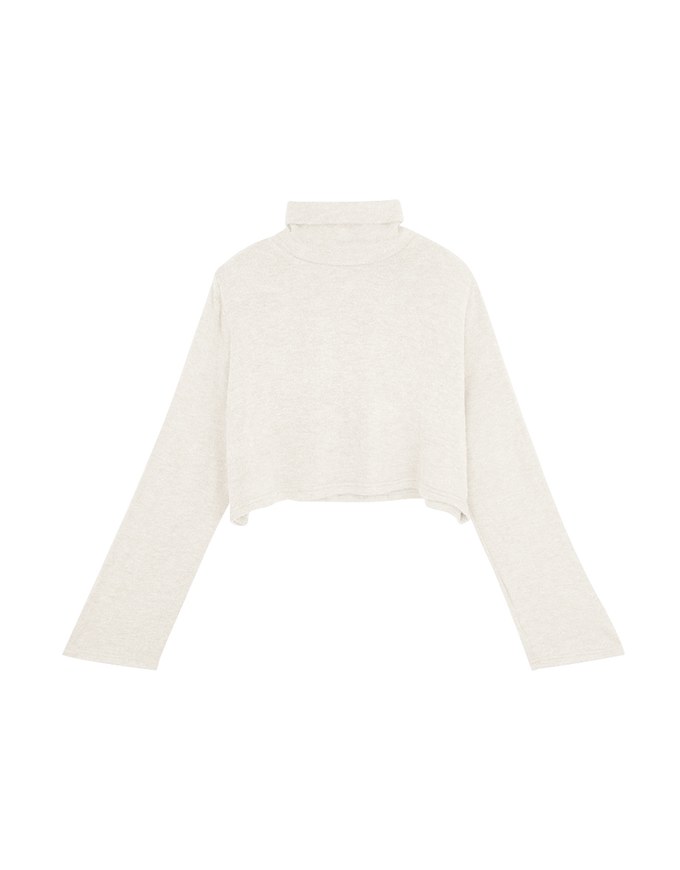Stark Minimalism High-Neck Knitted Top (Detachable shoulder pad)