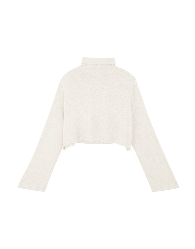 Stark Minimalism High-Neck Knitted Top (Detachable shoulder pad)