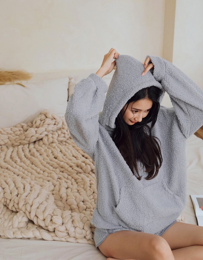 Elevated Casual Teddy Bear Pocket Hoodie