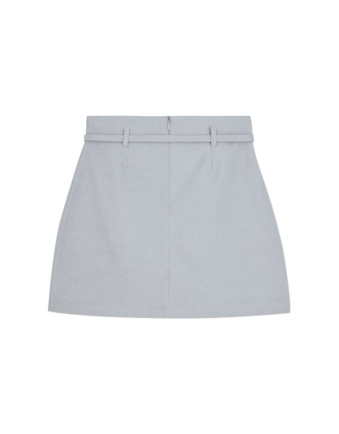 High-West Suede A-Line Mini Skirt (With Belt)
