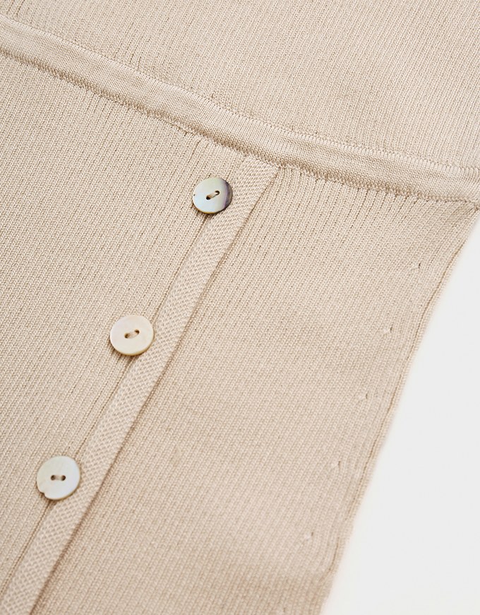 Elevated Detailing Buttoned Slit Knit Midi Dress