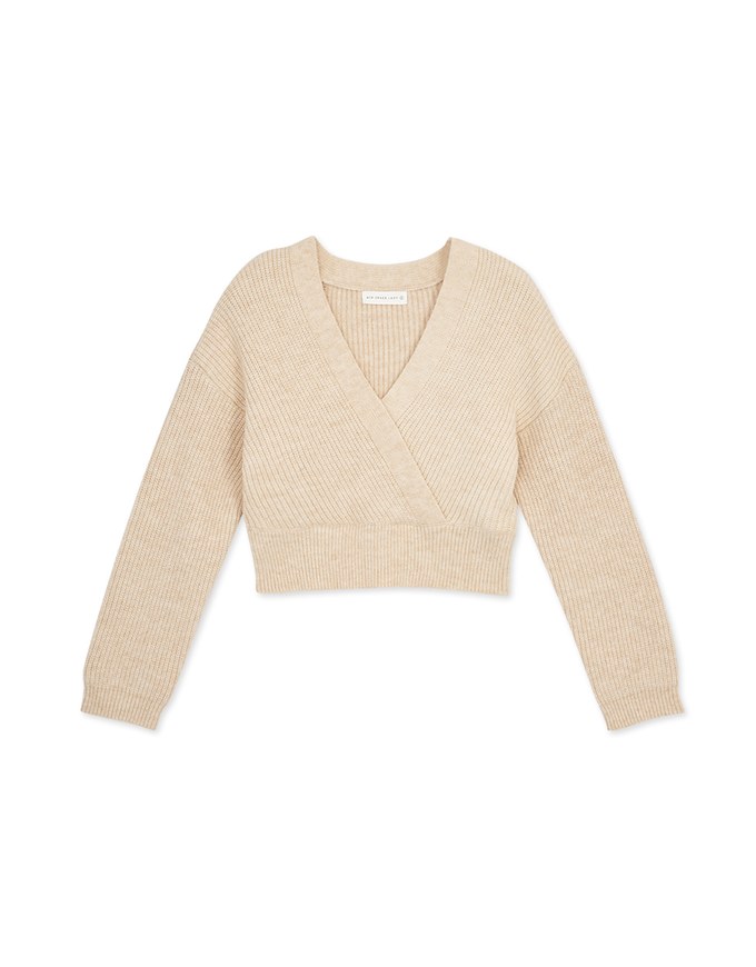 Understated Staple Crossover V-Neck Crop Sweater