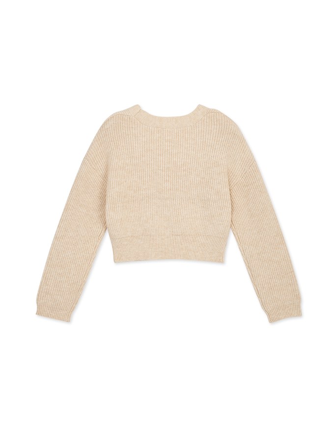 Understated Staple Crossover V-Neck Crop Sweater