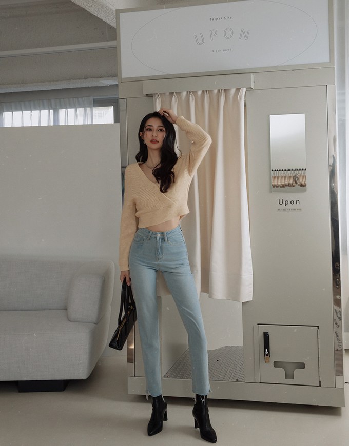 Understated Staple Crossover V-Neck Crop Sweater