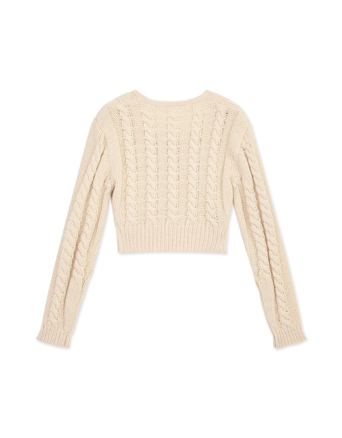 Dainty Square-Neck Buttoned Twist Sweater