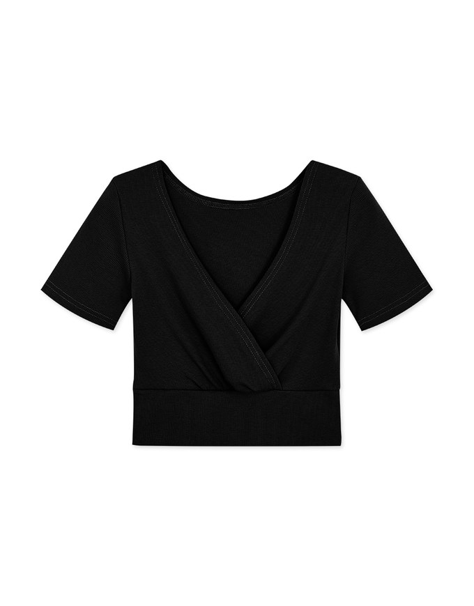 Finest Minimalistic Deep-V Puffy Crop Top