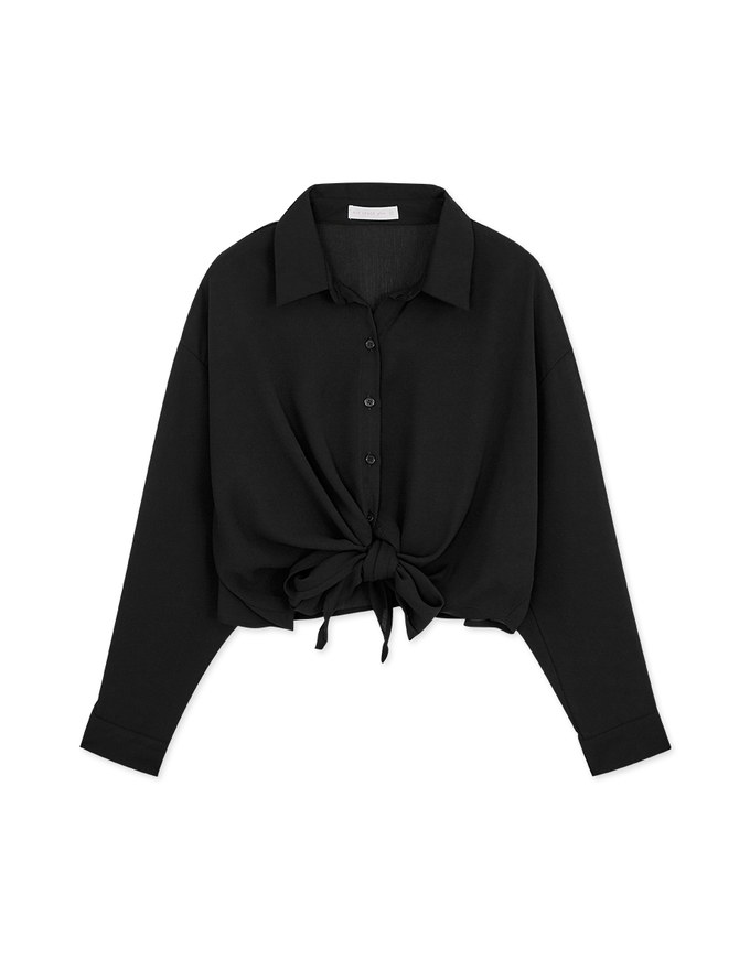 Transparent Sheer Tie-West Crop Blouse