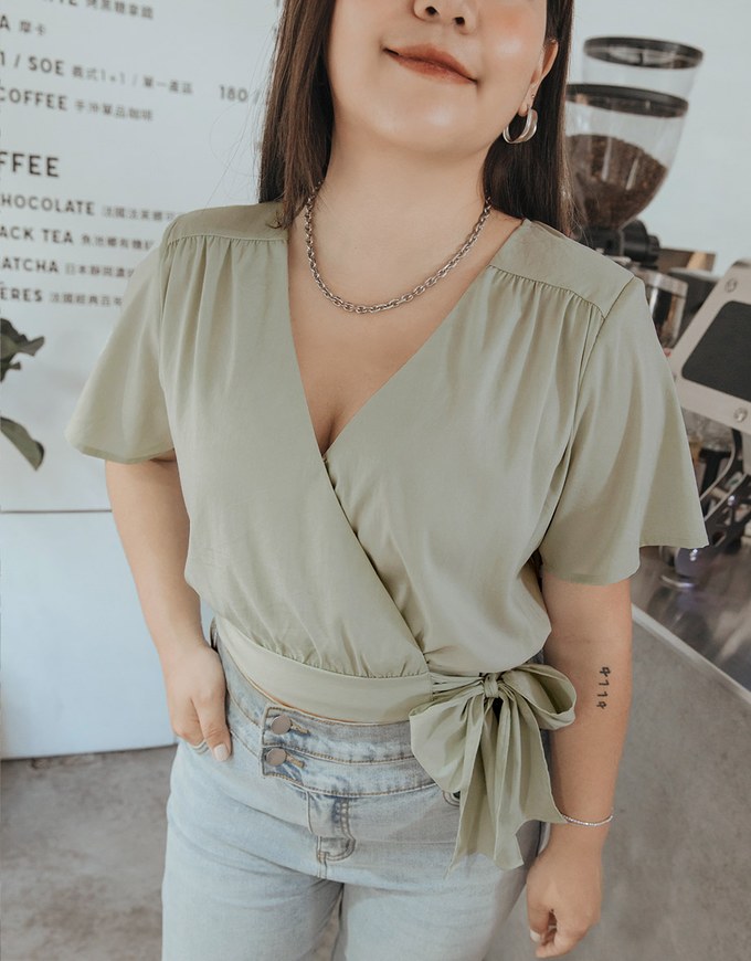 Sophisticated Side-Tie Crop Top (With Shoulder Pads)